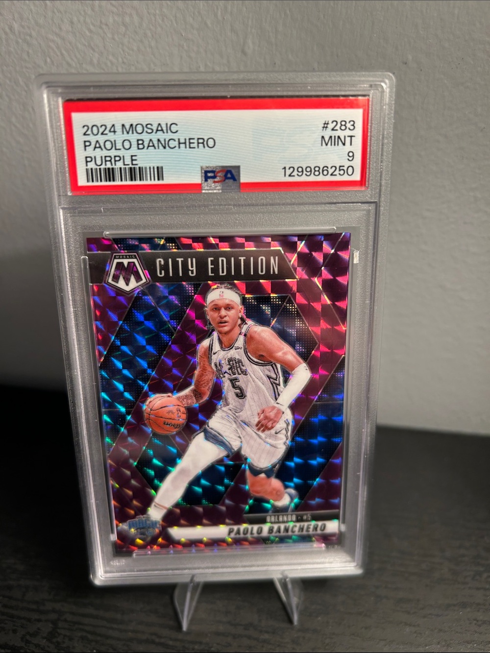 2024 Mosaic Paolo Banchero City Edition PSA 9 numbered 22/99 ORL Magic Pop 1